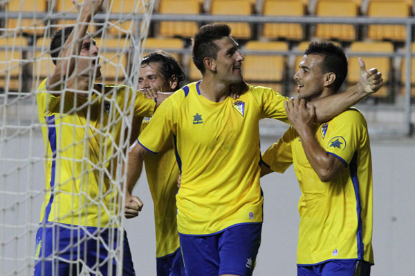 Belencoso celebra su gol ante el Rayo en el Trofeo (Foto: Trekant Media)