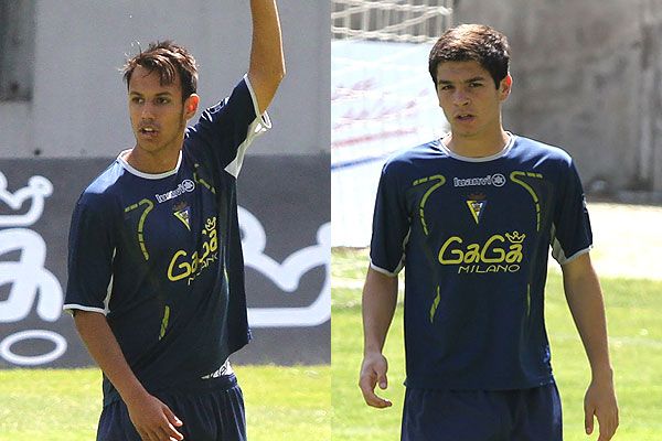 Ángel y Galindo, canteranos del Cádiz CF en la sesión con el primer equipo / Trekant Media