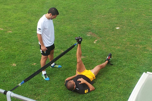 Luque entrenando esta mañana en El Rosal / Trekant Media