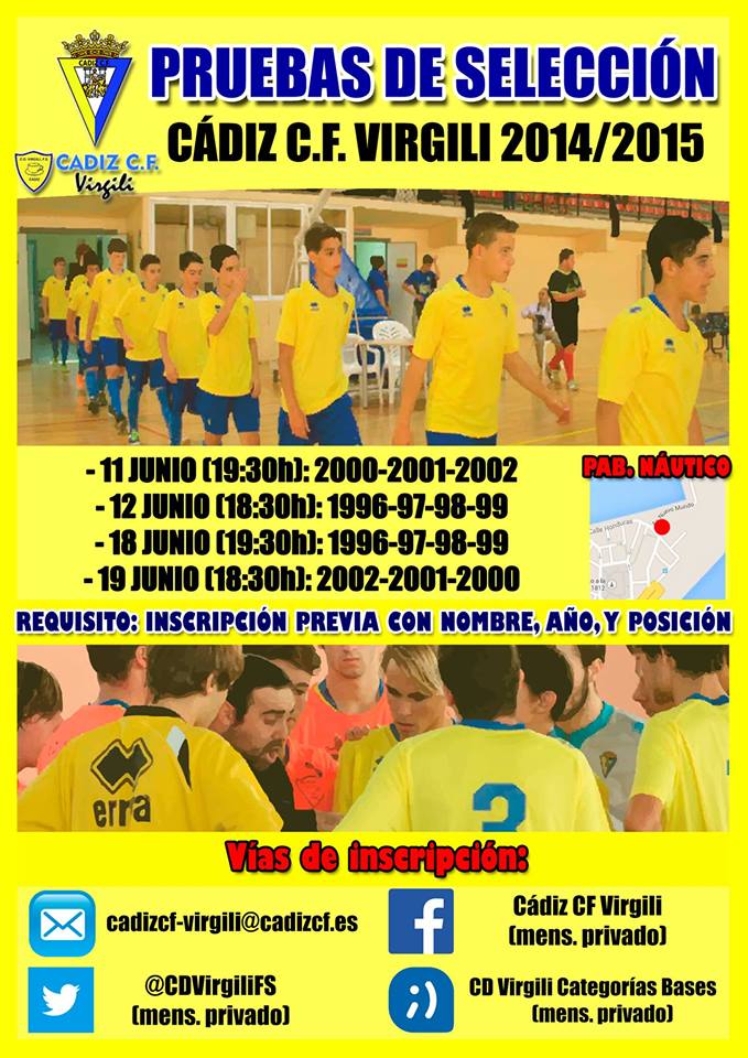 Pruebas de selección para el Cádiz CF Virgili 2014-2015