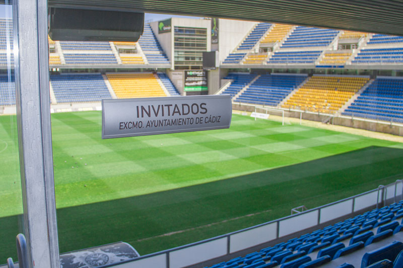 Detalle del palco del estadio Ramón de Carranza / Trekant Media