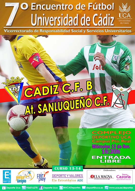 Cartel del amistoso entre el Cádiz CF B y el Atlético Sanluqueño de la UCA