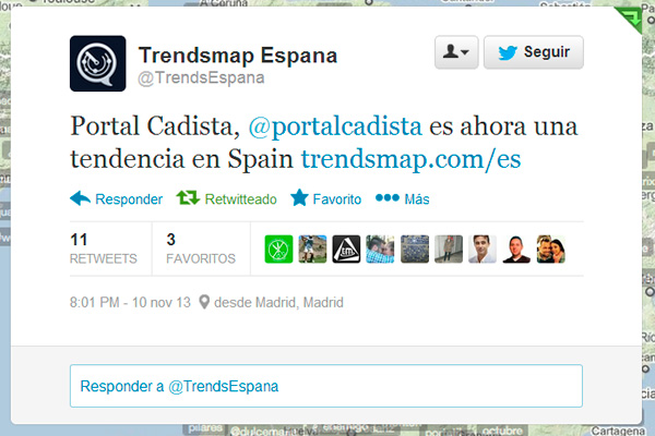 TrendMap España daba la noticia / foto: Twitter.com