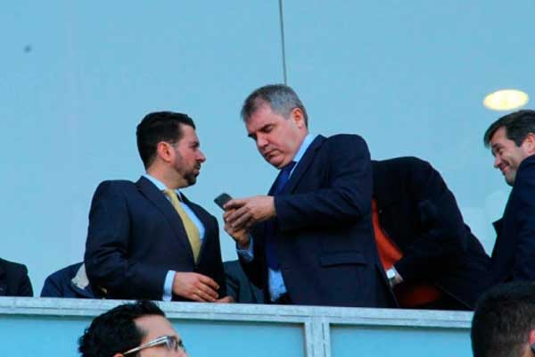 Manuel Vizcaíno, en el palco del estadio Ramón de Carranza / Trekant Media