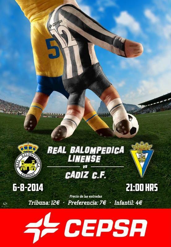 Cartel del amistoso entre la Real Balompédica Linense y el Cádiz CF / Juan Sierra