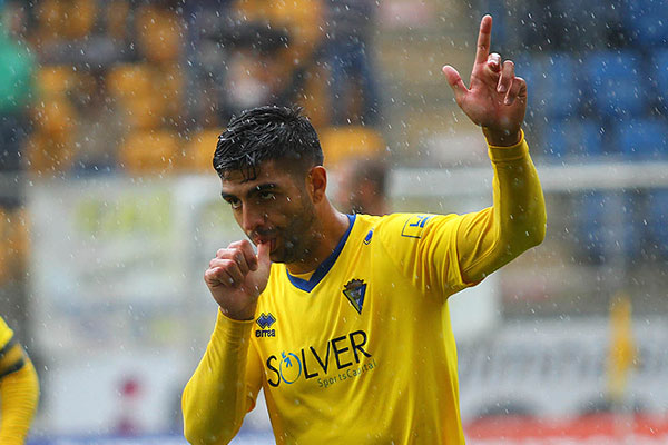 Jona celebrando su gol ante el Hércules / Trekant Media