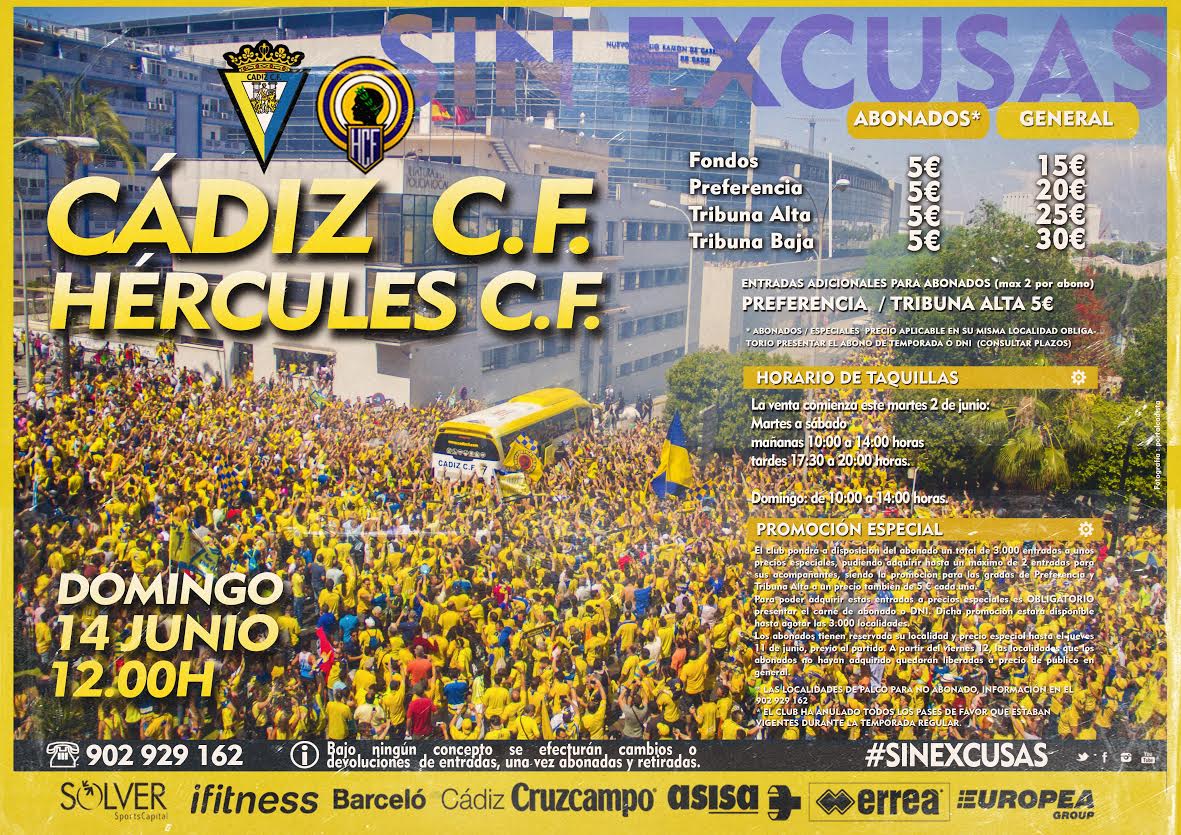 Cartel oficial del Cádiz CF - Hércules CF, con foto obra de PORTAL CADISTA