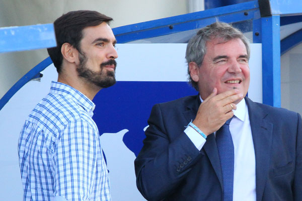 José Grima y Manuel Vizcaíno en el estadio Nuevo Colombino de Huelva / Trekant Media