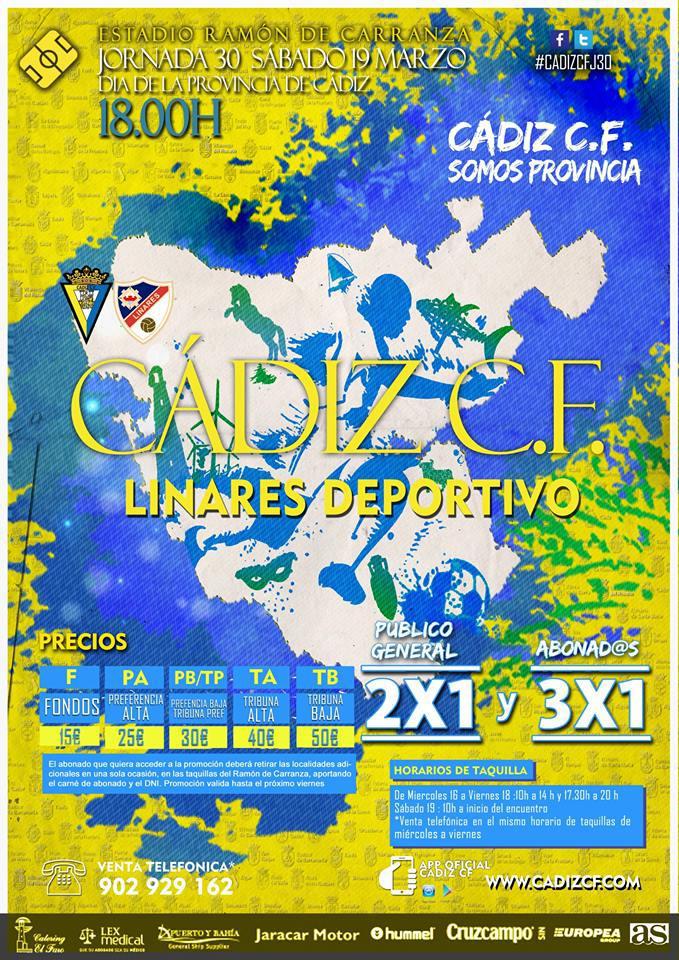 Cartel del Cádiz - Linares Deportivo. / Cádiz CF