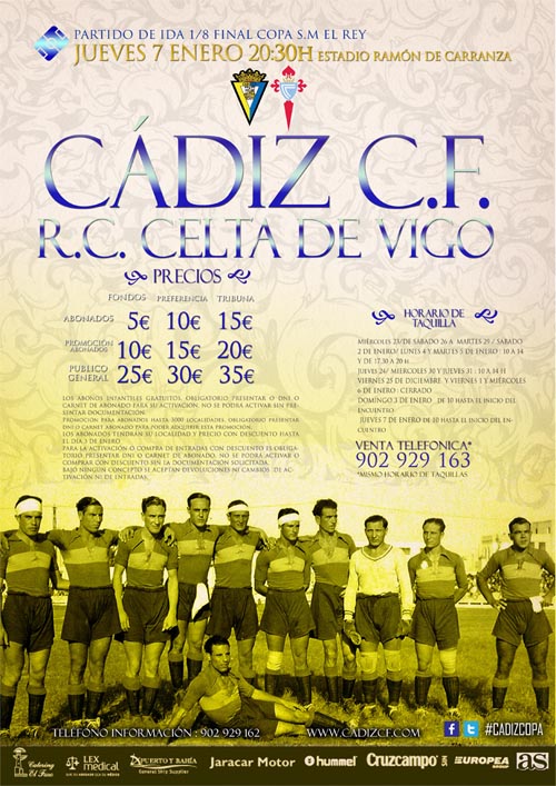 Cartel oficial del Cádiz CF - RC Celta de Vigo de Copa del Rey / cadizcf.com