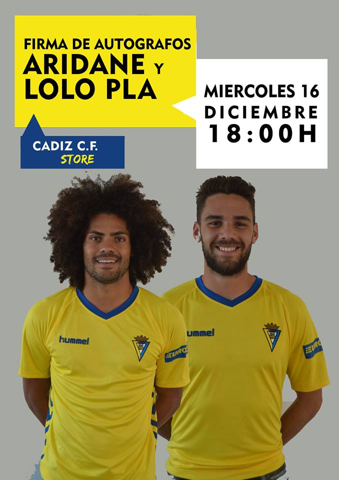 Firma de autógrafos de Aridane y Lolo Plá / cadizcf.com