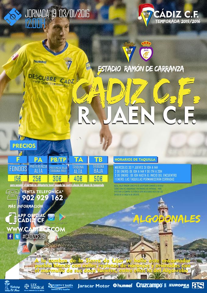 Cartel oficial del Cádiz CF - Real Jaén /cadizcf.com