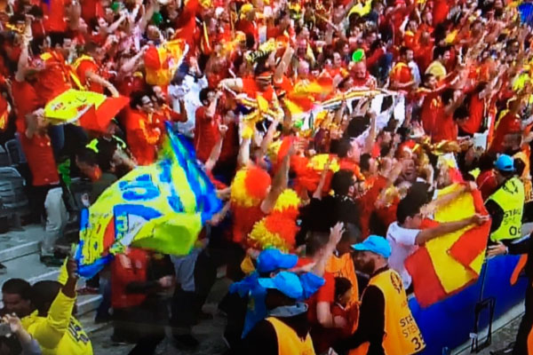 Aficionado cadista en Tolousse, en el partido de España contra Chequia