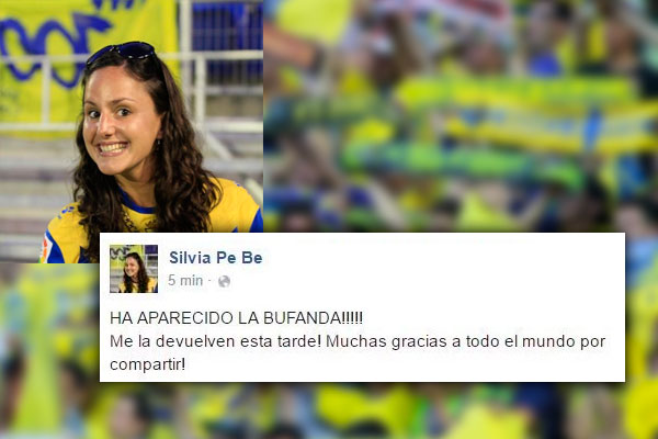 Mensaje de Silvia tras encontrar su bufanda