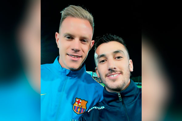 Javi Zafra junto a Ter Stegen, tras el partido de Copa del Rey