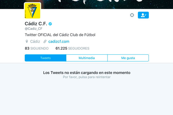 Twitter Cádiz CF desaparecido