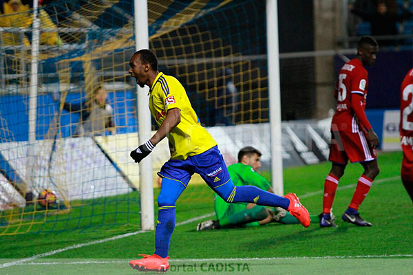 Abdullah celebra el segundo tanto del Cádiz / Trekant Media