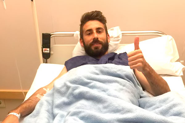 José Mari, jugador del Cádiz CF, en el hospital tras la operación / cadizcf.com