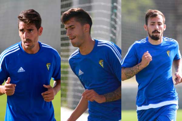 Carpio, Hidago y Aitor García en el entrenamiento de este lunes / Trekant Media