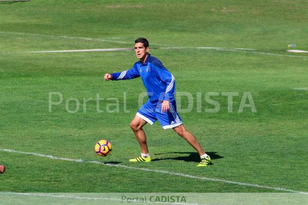 Jon Ander Garrido en el entreno de hoy