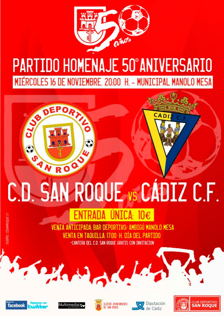 Cartel del CD San Roque - Cádiz CF por el 50º Aniversario