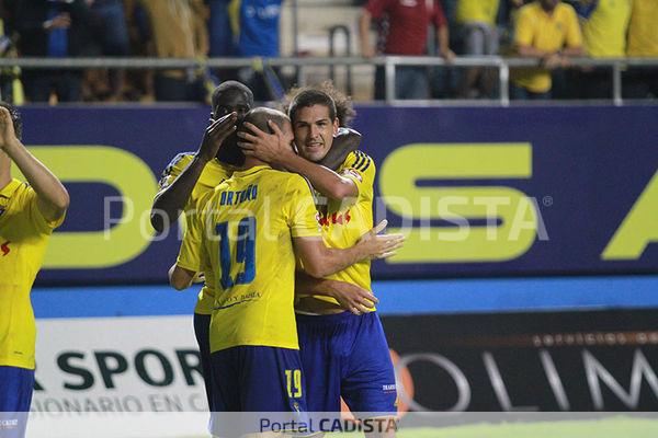 Garrido celebra su gol con el Cádiz CF ante el CD Numancia / Trekant Media