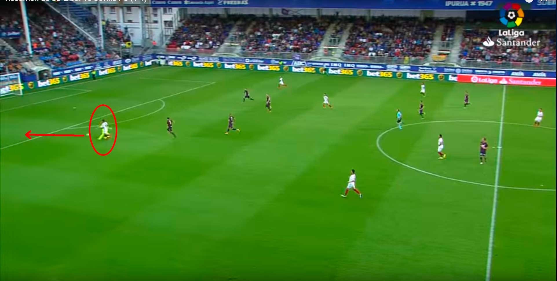 Jugada de la expulsión Yoel en el Eibar - Sevilla