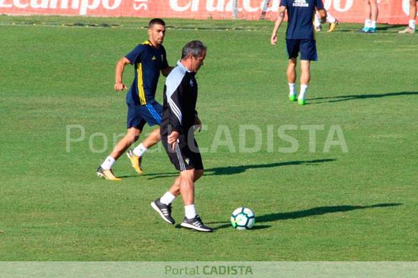 Álvaro Cervera en el entrenamiento de hoy