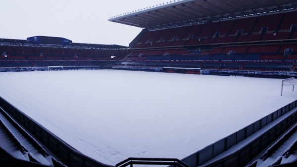 El estadio El Sadar nevado / CA Osasuna