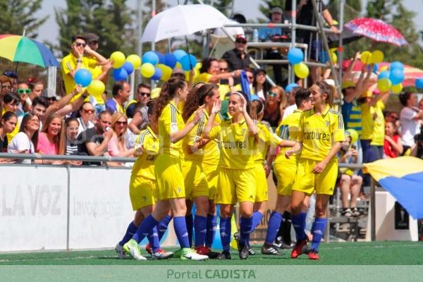 Cádiz CF Femenino celebrando un gol este domingo / Trekant Media