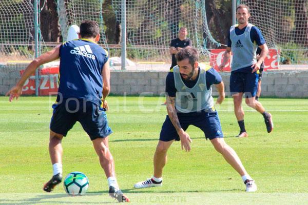 Alberto Perea en el entreno de este jueves