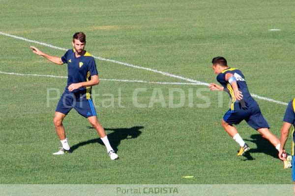 José Mari y Álvaro García en el entreno de hoy