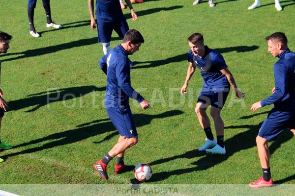 Jon Ander Garrido en el entreno de este jueves / Trekant Media