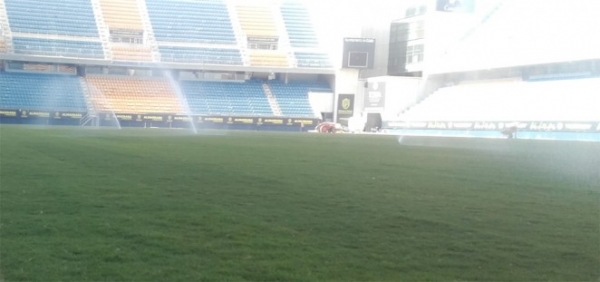 Césped del estadio Ramón de Carranza, a 27 de agosto de 2018 / cadizcf.com