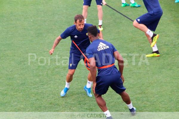 Aitor García y Moha Traoré esta mañana en El Rosal / Trekant Media