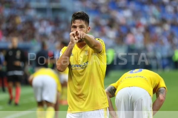 Caye Quintana celebra su gol en La Rosaleda / Trekant Media