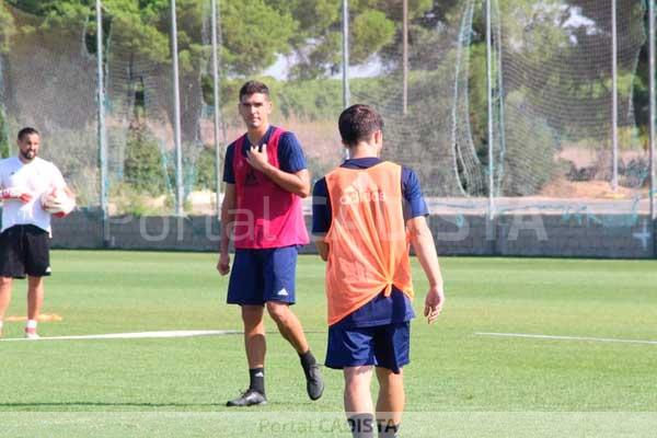 Garrido y Jairo (de espaldas) esta mañana en El Rosal / Trekant Media